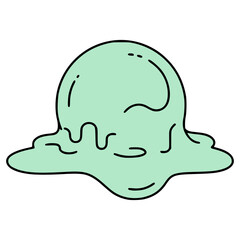 melted matcha ice cream sweet snack food flat color vector illustration template design