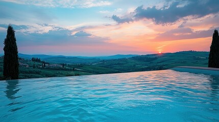 Tuscan Sunset Pool Panorama