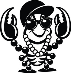 Funny and cartoon illustration of a lobster isolated vector illustration, cartoon illustration of a lobster silhouette, cartoon illustration of a lobster line art vector