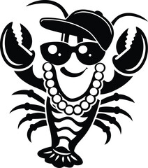 Funny and cartoon illustration of a lobster isolated vector illustration, cartoon illustration of a lobster silhouette, cartoon illustration of a lobster line art vector