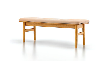 Fototapeta premium A wooden bench with a tan cushion on top