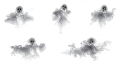 Ethereal Smoke Ghosts Spooky Halloween Spectral Figures Mystical Haze Abstract Design Elements