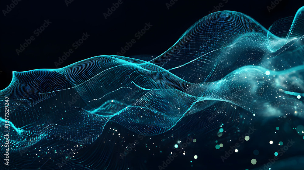 Poster dynamic sustainable tech visualized through green digital systems in a dark background wallpaper env