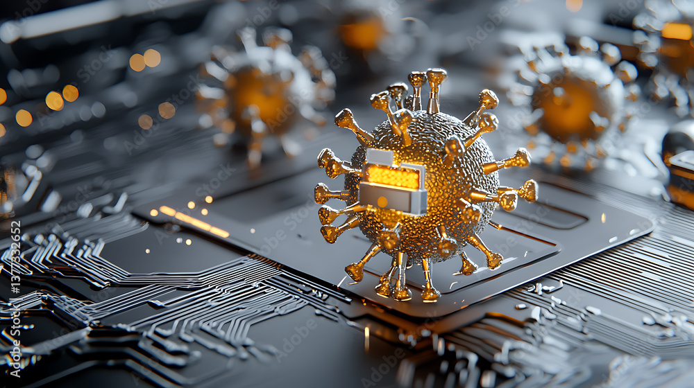 Aufkleber emerging cyber threats the impact of viruses on digital security virtual environment 3d visualizatio