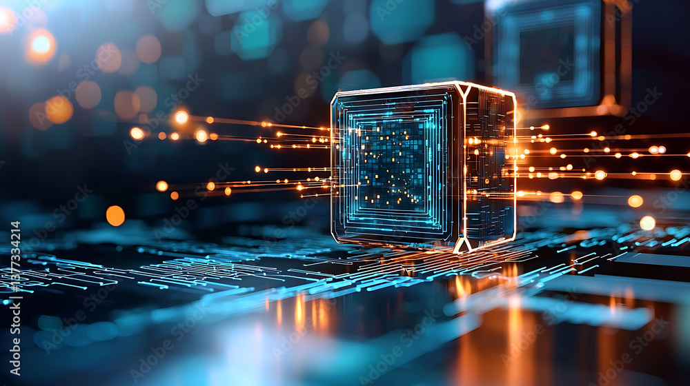 Poster innovative quantum computing advancements digital realm technology graphics futuristic environment c