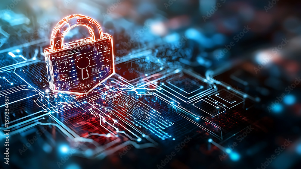 Aufkleber cybersecurity event protecting digital data virtual space digital illustration modern technology hig