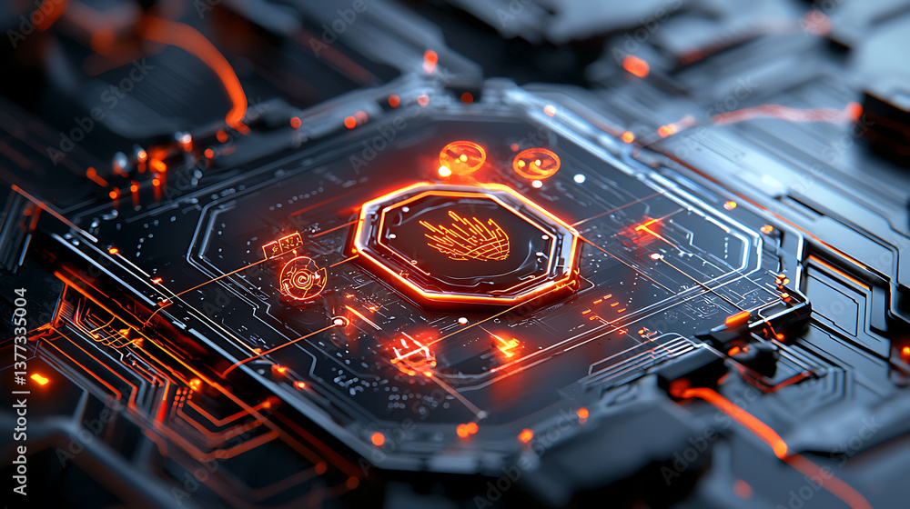 Poster futuristic technology display digital space graphic design high-tech environment macro viewpoint inn