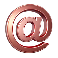 Email Symbol: A photorealistic render of the "@" symbol, designed in a sleek, metallic rose-gold, embodying the essence of digital communication and connectivity. 