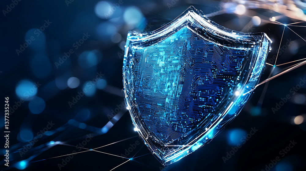 Aufkleber cybersecurity protection shield digital realm graphic design futuristic environment close-up view da