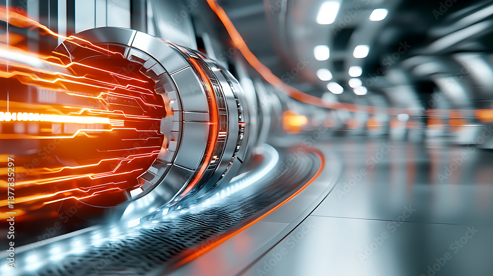 Poster dynamic energy flow in a futuristic transport hub sci-fi environment high-tech visuals conceptual pe