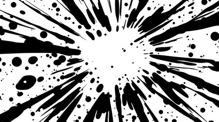 Abstract ink splatter design with dynamic black streaks