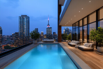 Fototapeta premium a sleek modern high-rise with panoramic city views