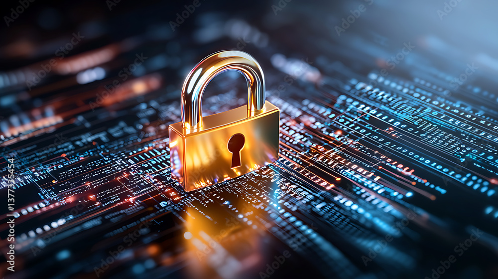 Poster digital security measures cyber environment image representation technological landscape close-up vi