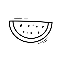 Hand Drawn Watermelon Slice Illustration. Doodle Vector. Isolated on White Background - EPS 10 Vector