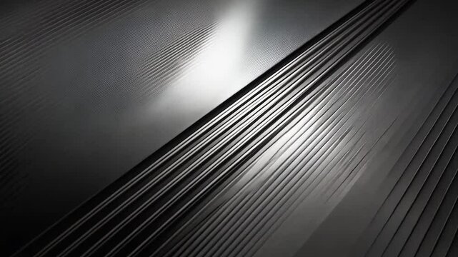 Abstract grayscale image with diagonal parallel lines converging towards a bright light source