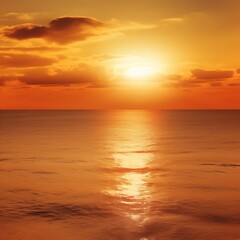 Naklejka premium Fiery Sunset Over Calm Ocean Waves