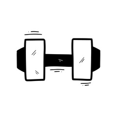 Hand Drawn Dumbbell Illustration. Doodle Vector. Isolated on White Background - EPS 10 Vector