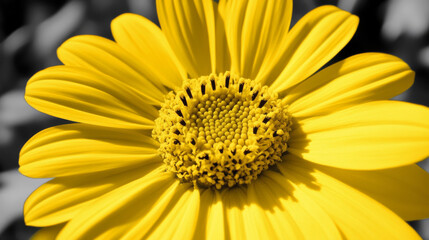 Bright yellow flower with intricate center details