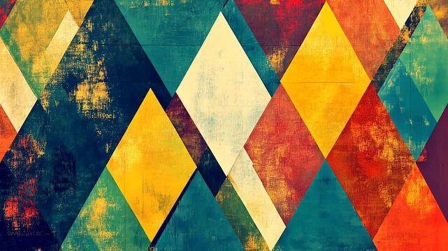 Vintage geometric diamond pattern in muted tones