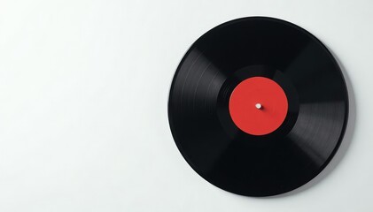 Fototapeta premium Turntable vinyl record player on a plain white backdrop, art, minimal, player