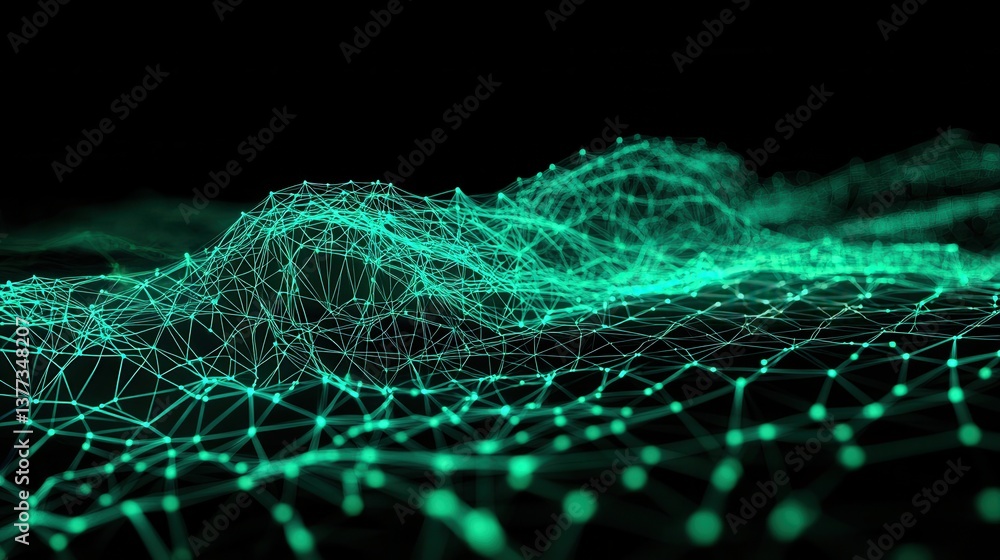 Aufkleber captivating abstract digital landscape with swirling neon colored energy waves flowing data patterns