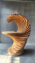 stunning wooden podium showcases unique wave design, blending artistry and functionality. This product is perfect for modern spaces, adding elegance and creativity to any environment