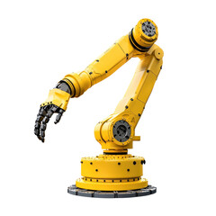 Industry Robotic Yellow Arm isolate on transparent background
