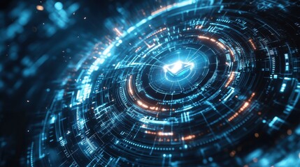 Fototapeta premium Futuristic Circular Interface with Glowing Core