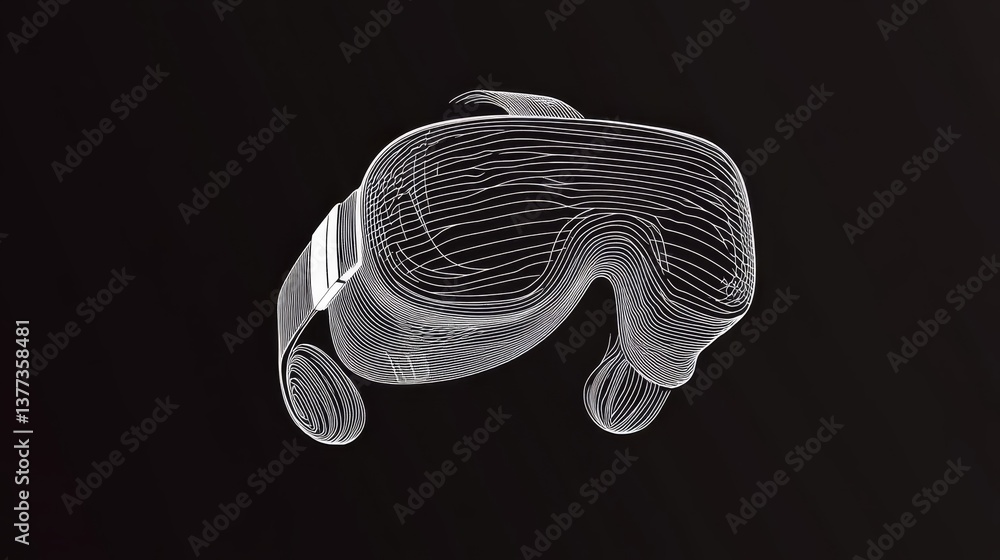 Poster abstract vr headset design with futuristic geometric patterns on black background