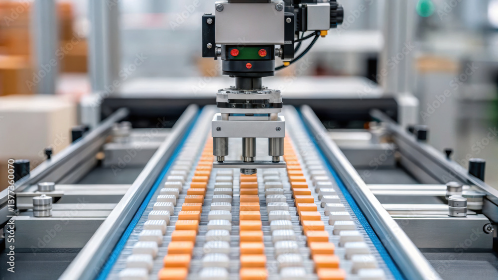 Poster automated machinery in industry enhances efficiency and precision in production processes, showcasin