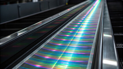 image showcases sleek metallic surface reflecting light in mesmerizing pattern, highlighting intersection of industry and automation