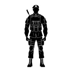 Raid SWAT Soldier Icon - Black Silhouette