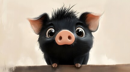 Fototapeta premium Black pig 