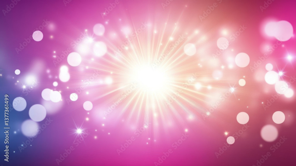Wall mural bright and colorful light burst with soft bokeh effects