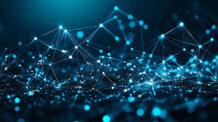 Vibrant blue network connections create dynamic backdrop