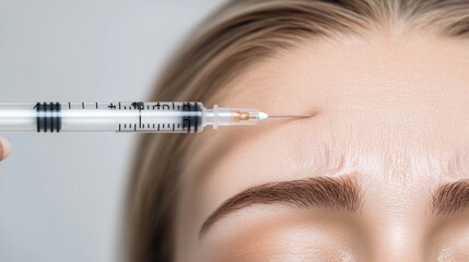 Forehead wrinkle injection procedure at aesthetic clinic close-up beauty treatment in a serene environment for enhanced youthfulness
