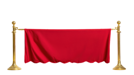 Red carpet with golden Stanchion isolate on transparent background