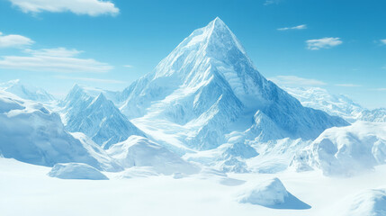 Majestic snowy mountain landscape under clear blue sky