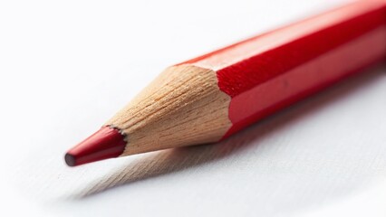 Red Pencil Mark Isolated, Miniature Tilt-Shift Photography, Close-up