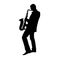 Fototapeta premium Silhouette Saxophonist - Music Performance