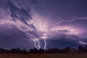 Schilderijen op glas Lightning storms Buxton NSW Australia. © petar