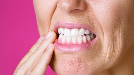 Fototapeta premium Toothache relief strategies dental office informative article clinical setting close-up view oral health awareness
