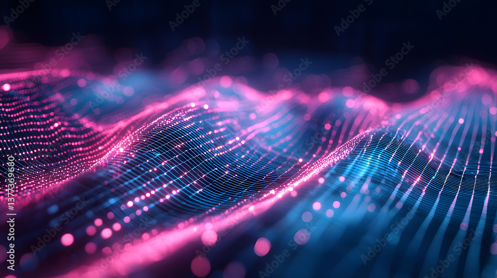 Fototapete Abstract data flow wallpaper glowing lines background digital wave patterns futuristic environment technology concept