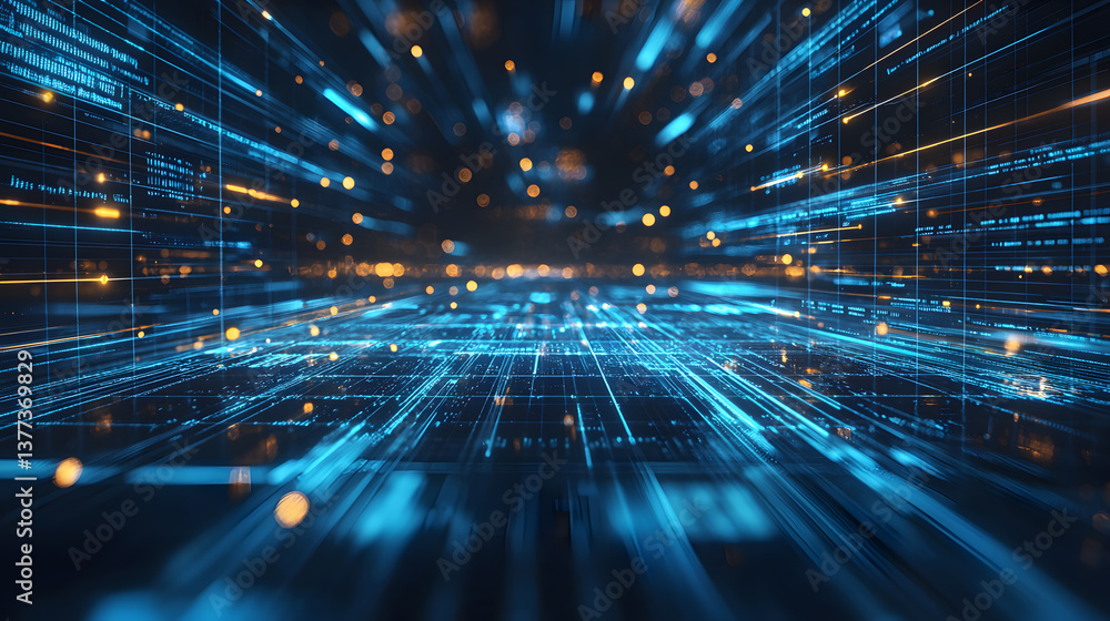 Poster abstract data flow glowing lines background wallpaper digital space technology environment futuristi