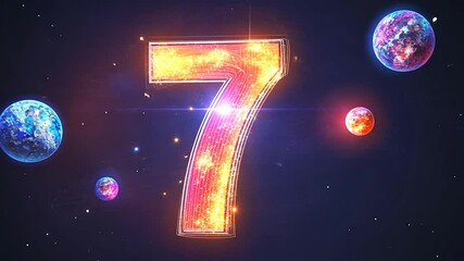 Burning number seven in space