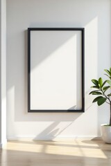 Blank canvas in minimalist interior design featuring sunlight and a potted plant