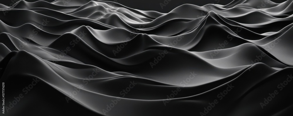 Poster a striking black and white abstract background featuring dynamic, flowing waves that create a sense 