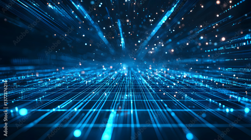 Poster abstract data flow background glowing lines wallpaper technology environment futuristic viewpoint