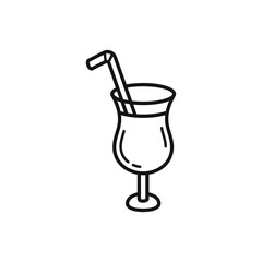 Cocktail Glass Outline: Refreshing Drink Design and Party Icon