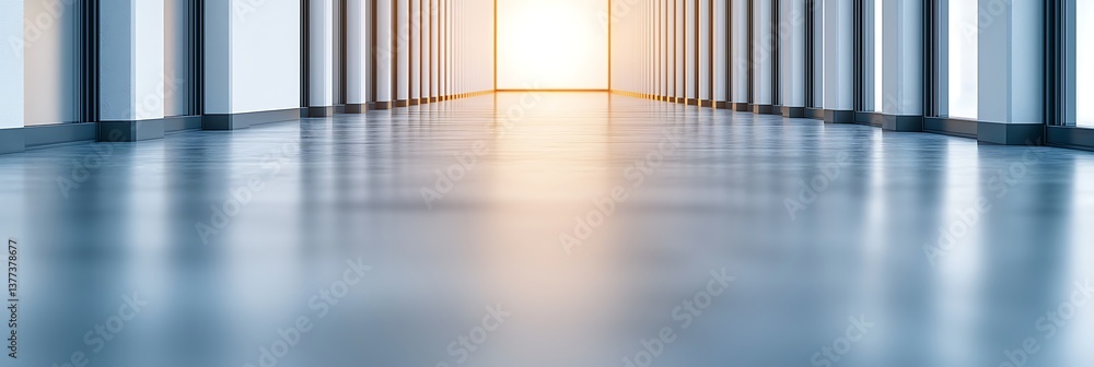 Aufkleber a modern corridor with smooth flooring and illuminated at the end, suggesting openness and a pathway